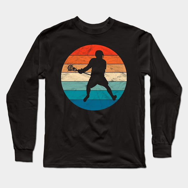 Vintage Lacrosse Player Long Sleeve T-Shirt by ChadPill